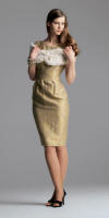New look Autumn Winter 2006/7 Brocade dress �30, Faux fur stole with chain �10, Necklace �7 Bracelet (set) �5, Shoes �25.